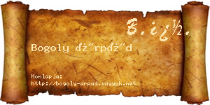 Bogoly Árpád névjegykártya